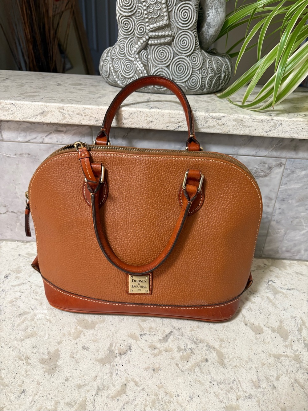 Dooney & Bourke Cognac Pebbled Leather Dome Satchel